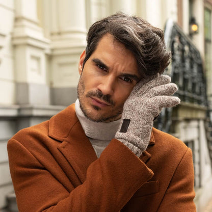 Light Grey Winter Gloves | Knitted Shetland Wool with Fleece Lining 5