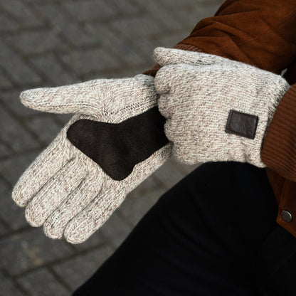 Light Grey Winter Gloves | Knitted Shetland Wool with Fleece Lining 6