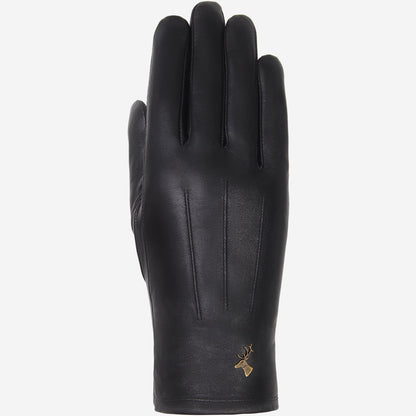 Lily Black Leather Gloves | Touchscreen Sheepskin Fleece Lined 2