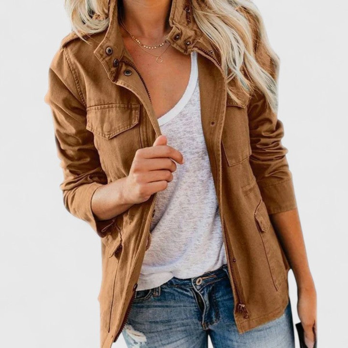 Luna | Women's Lightweight Utility Coat with Drawstring Waist 8