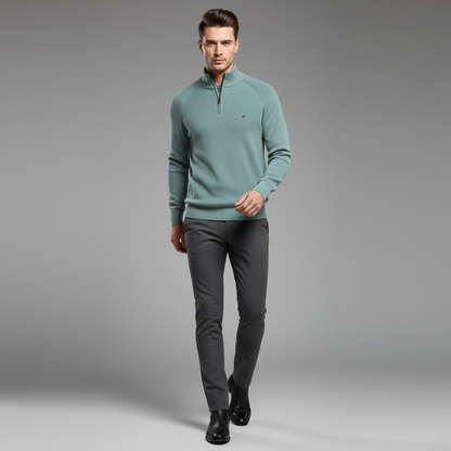 Men's Black Half-Zip Jumper | Slim Fit Knitwear