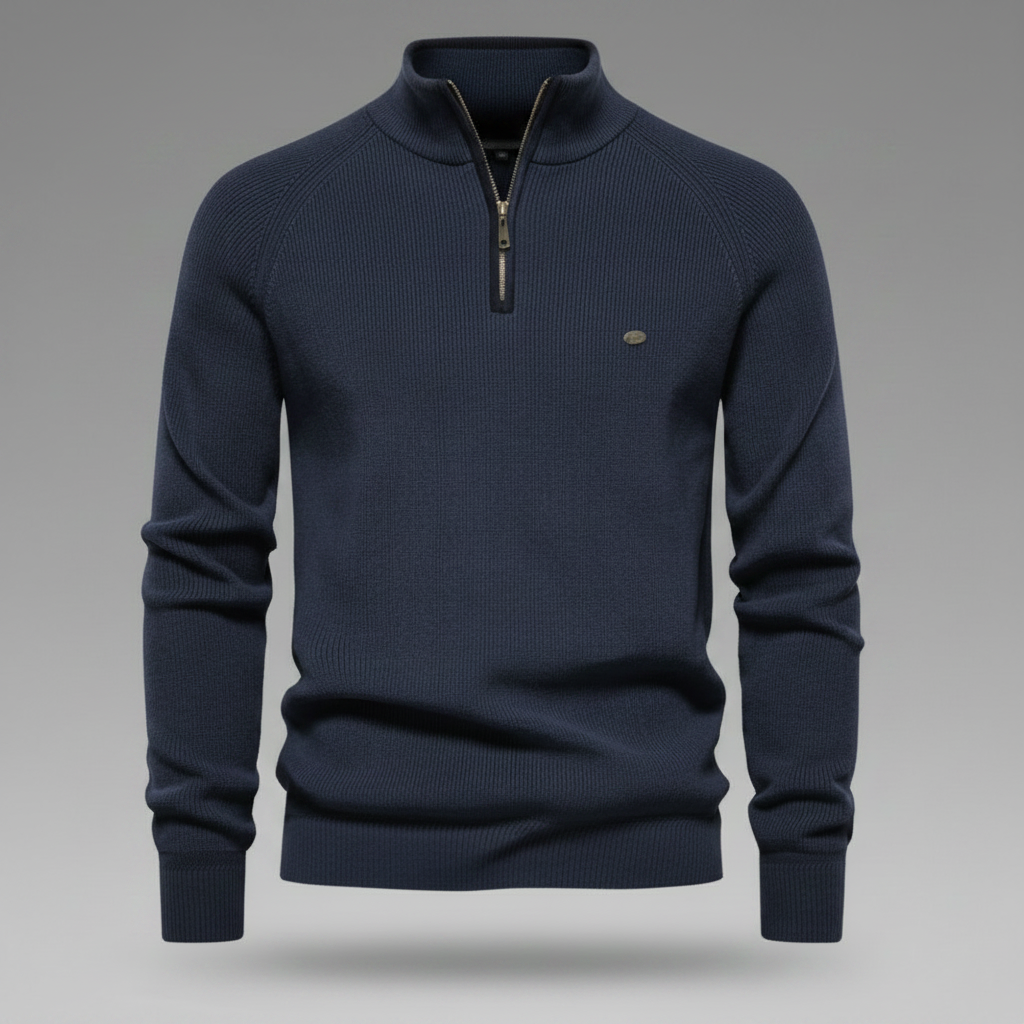 Men's Black Half-Zip Jumper | Slim Fit Knitwear