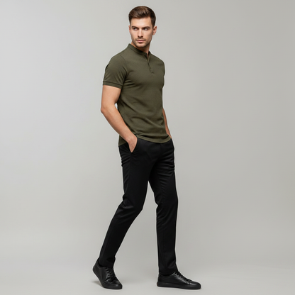 Men's Elegant Long Sleeve Polo Shirt | Classic Casual Wear
