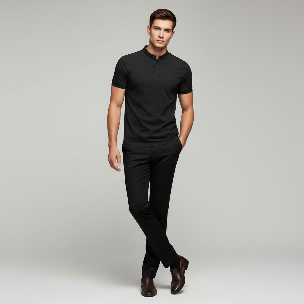 Men's Elegant Long Sleeve Polo Shirt | Classic Casual Wear