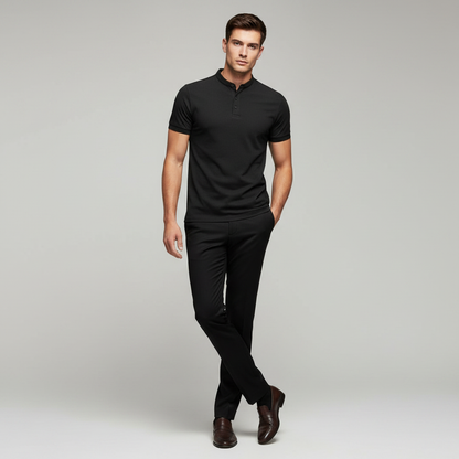 Men's Elegant Long Sleeve Polo Shirt | Classic Casual Wear