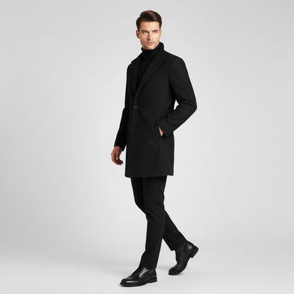 Men's Notched Lapel Overcoat | Stylish Long Men's Coat