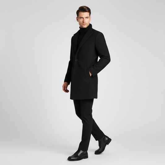 Men's Notched Lapel Overcoat | Stylish Long Men's Coat
