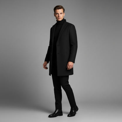 Men's Notched Lapel Overcoat | Stylish Long Men's Coat