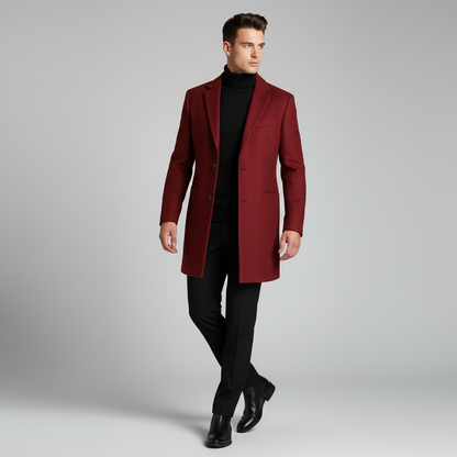 Men's Notched Lapel Overcoat | Stylish Long Men's Coat