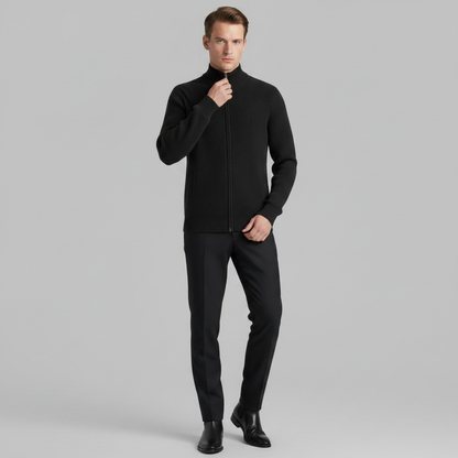 Men's Slim Fit Zip Up Cardigan | Ribbed Knit Fashion