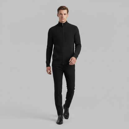 Men's Slim Fit Zip Up Cardigan | Ribbed Knit Fashion