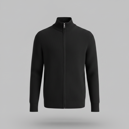 Men's Slim Fit Zip Up Cardigan | Ribbed Knit Fashion
