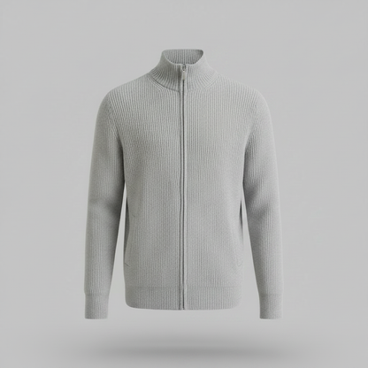 Men's Slim Fit Zip Up Cardigan | Ribbed Knit Fashion