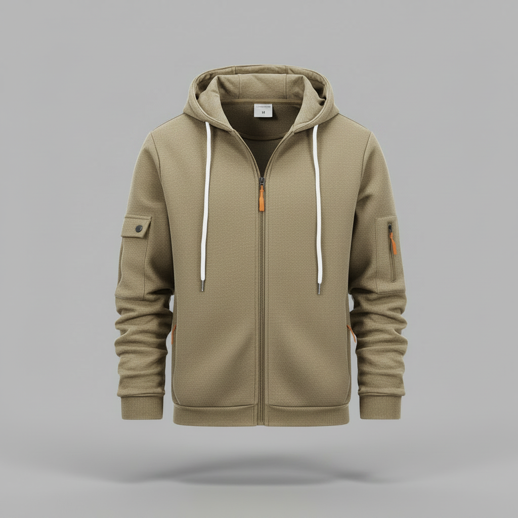 Men's Utility Zip-Up Hoodie | Casual Sweatshirt