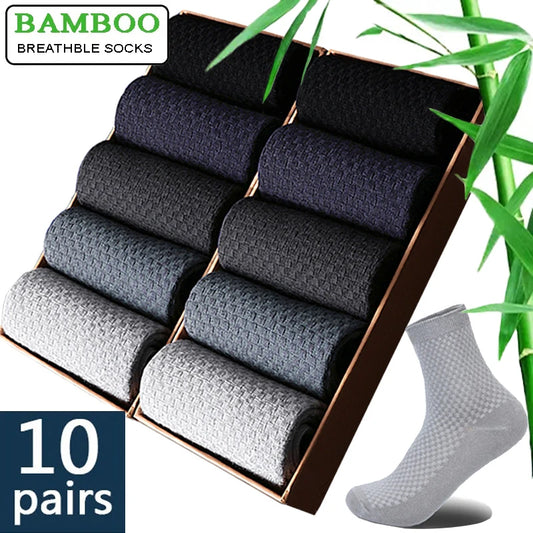 Men's Bamboo Compression Dress Socks | Black Dress Socks 10 Pairs 0