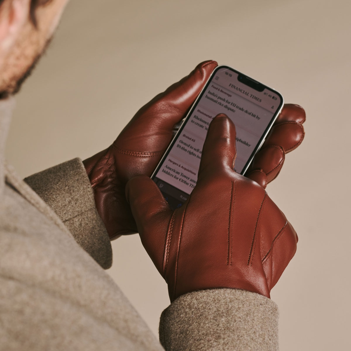Men's Lambskin Leather Gloves with Rabbit Fur Lining | Winter Gloves 3