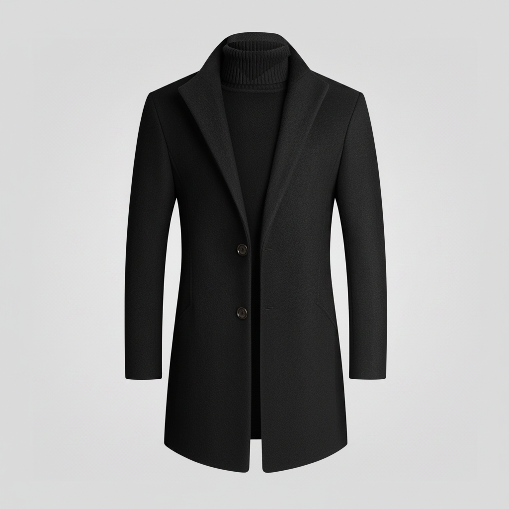 Men's Notched Lapel Overcoat | Stylish Long Men's Coat 0