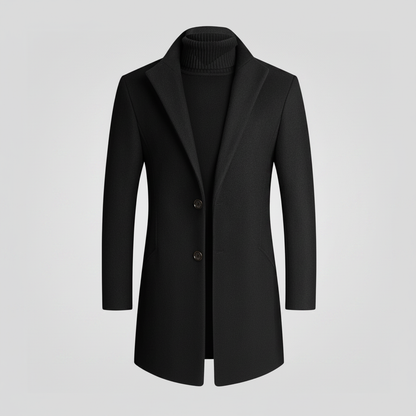 Men's Notched Lapel Overcoat | Stylish Long Men's Coat 0