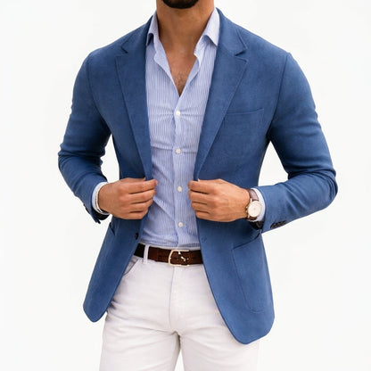 Men's Tailored Knit Blazer | Slim Fit Casual Jacket 0