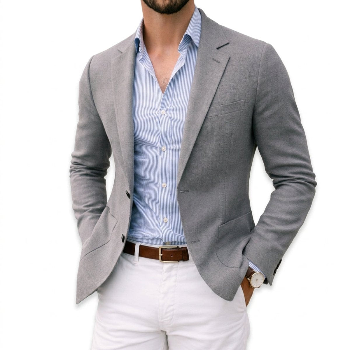 Men's Tailored Knit Blazer | Slim Fit Casual Jacket 1