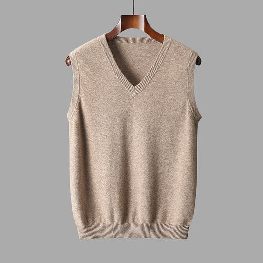 Men's Wool V Neck Sweater Vest | Classic Knitted Layering 0