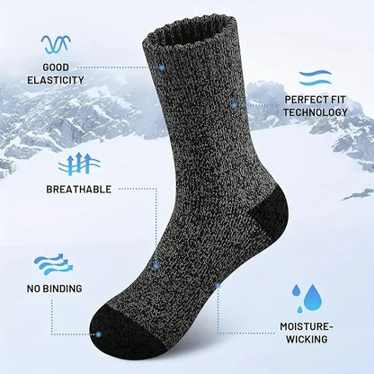 Merino Wool Hiking Socks | Men's Thermal Thick Socks 5 Pairs 2