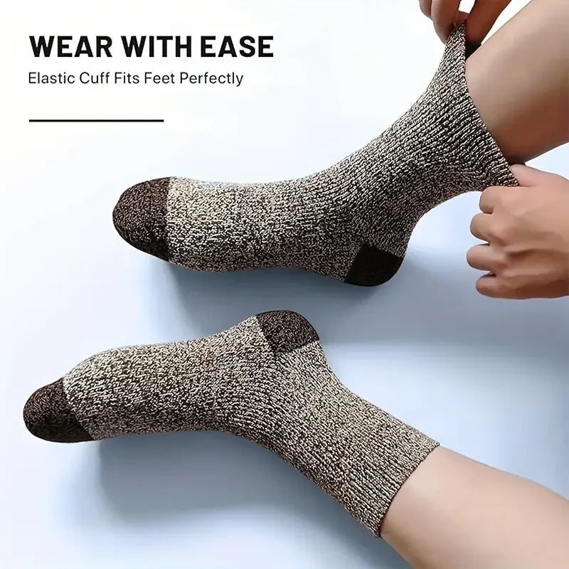 Merino Wool Hiking Socks | Men's Thermal Thick Socks 5 Pairs 3
