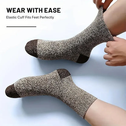 Merino Wool Hiking Socks | Men's Thermal Thick Socks 5 Pairs 3
