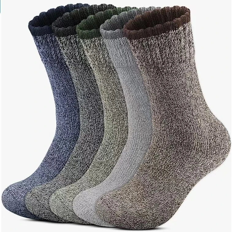 Merino Wool Hiking Socks | Men's Thermal Thick Socks 5 Pairs 6