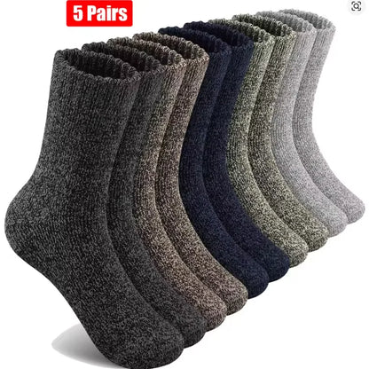 Merino Wool Hiking Socks | Men's Thermal Thick Socks 5 Pairs 7