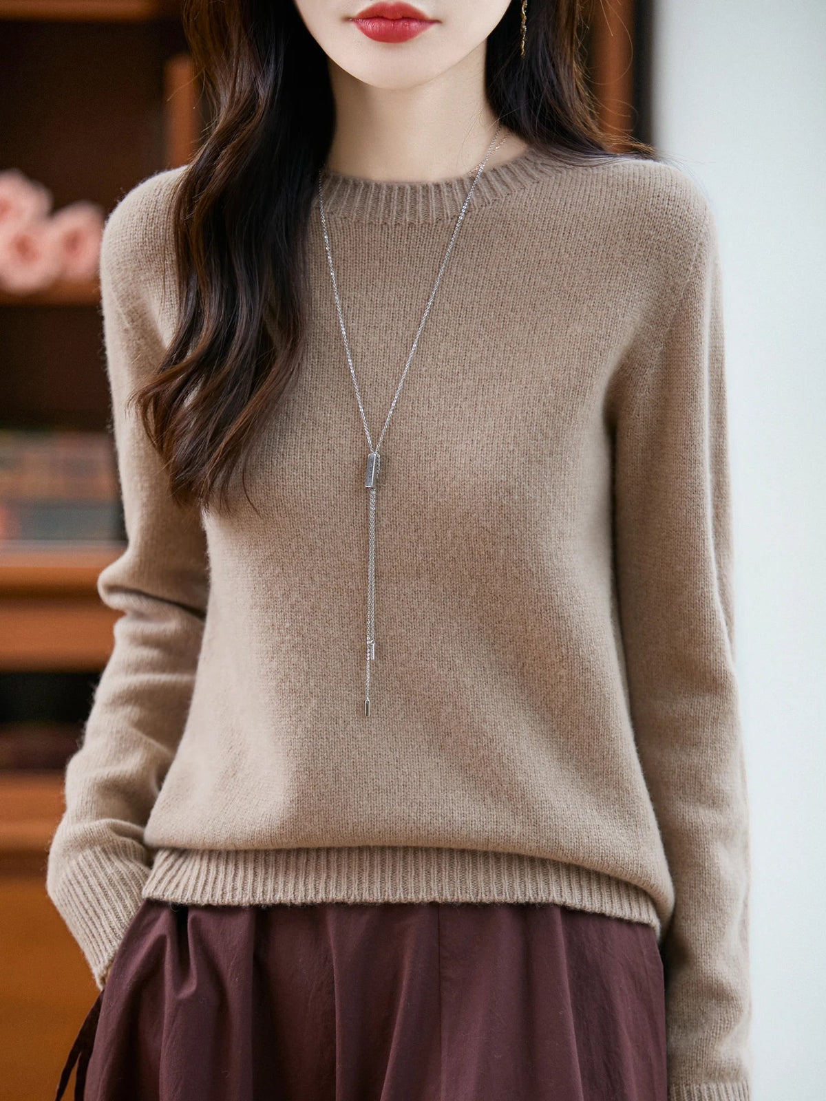 Merino Wool O-Neck Sweater | Lightweight Warm Knit Pullover 8