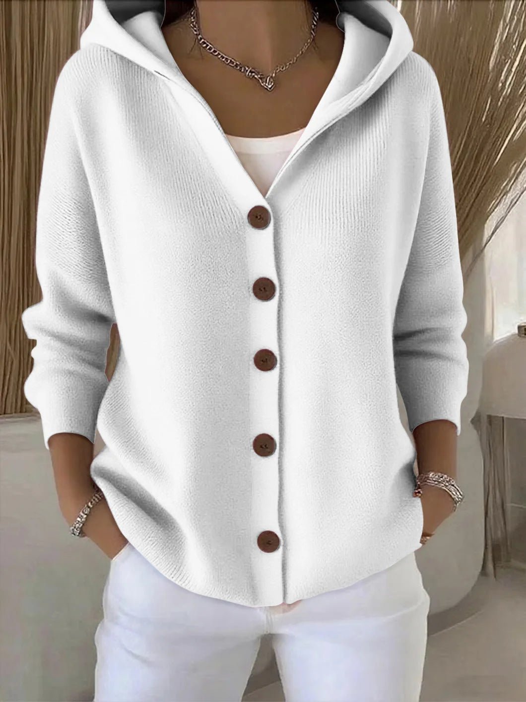 Mia | Women's Hooded Button-Front Cardigan 4