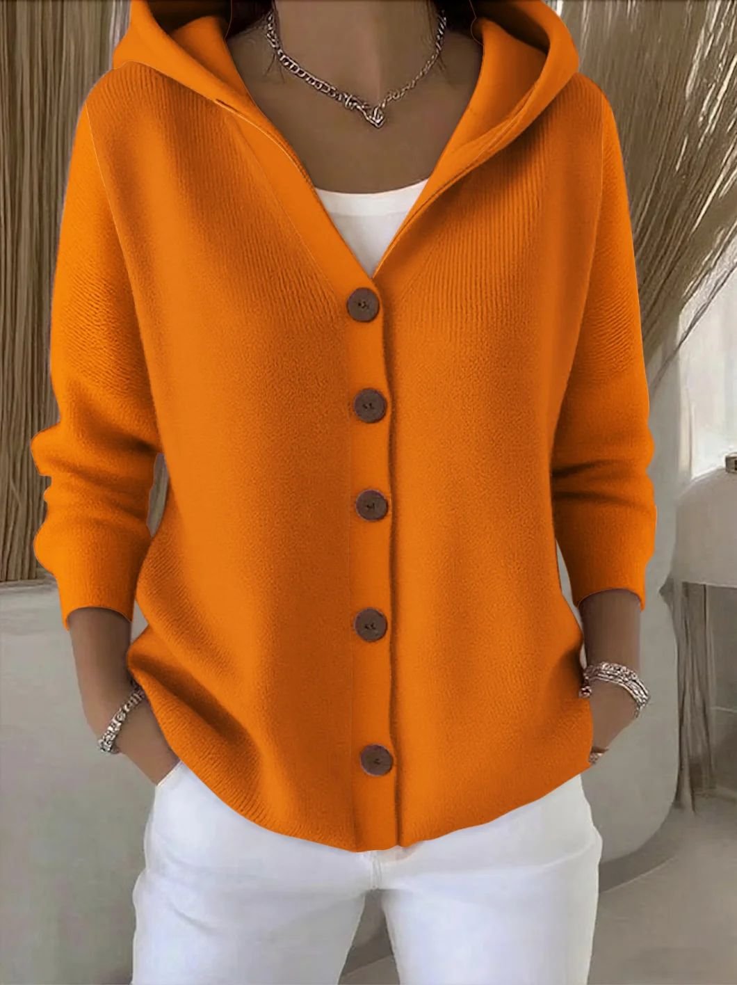 Mia | Women's Hooded Button-Front Cardigan 5