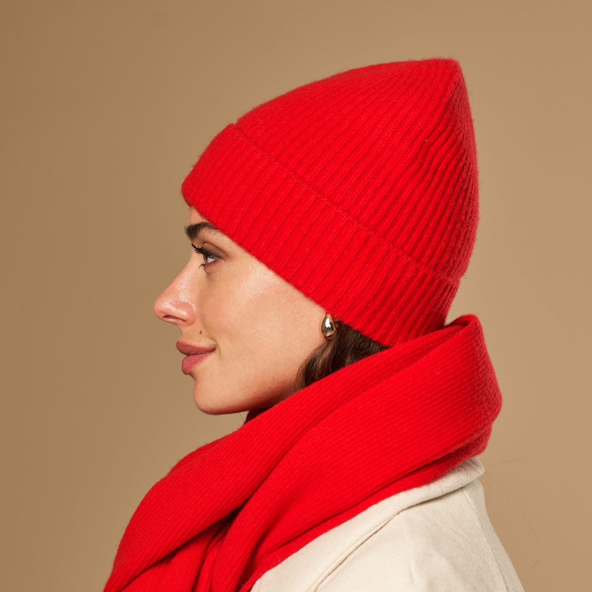 Mischa Red | Unisex Merino Wool Beanie 3