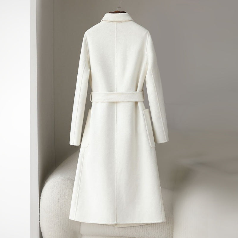 Monochrome Wool Blend Coat with Waist Belt 2