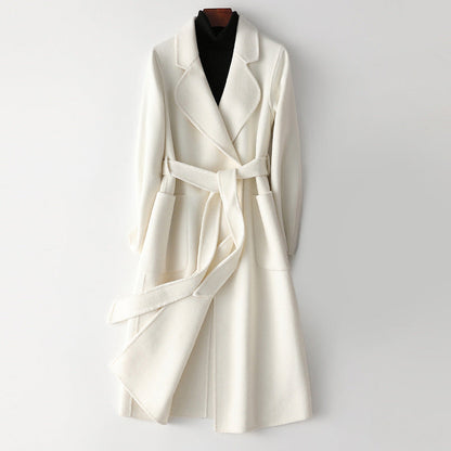 Monochrome Wool Blend Coat with Waist Belt 3