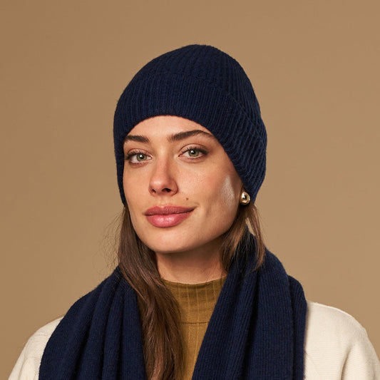 Navy Blue Merino Wool Beanie | Unisex Beanie Hat 0