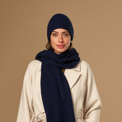 Navy Blue Merino Wool Beanie | Unisex Beanie Hat 5