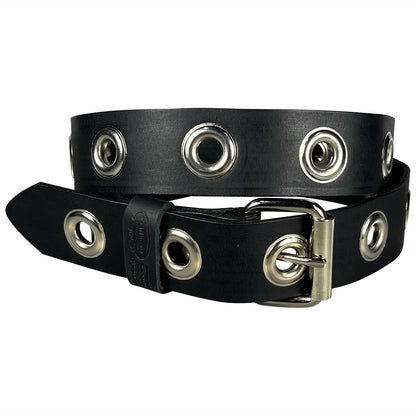 Ottawa Black Buffalo Leather Grommet Belt | 1.5 Width 3