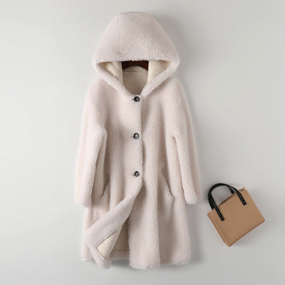Oversized Teddy Coat Cream Wool Blend Mid-Length 1