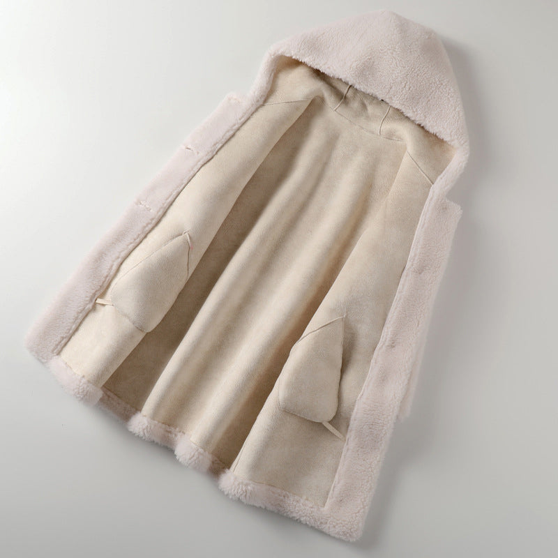 Oversized Teddy Coat Cream Wool Blend Mid-Length 2