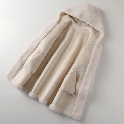 Oversized Teddy Coat Cream Wool Blend Mid-Length 2