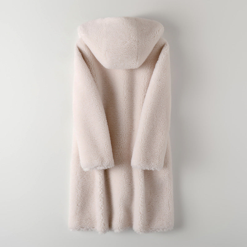 Oversized Teddy Coat Cream Wool Blend Mid-Length 3