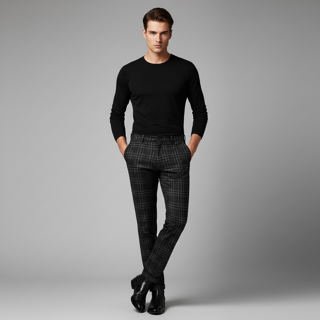 Sasha Checked Chinos | Men's Trousers