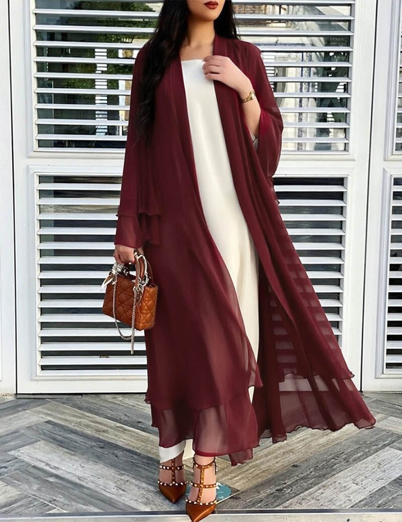 Sheer Chiffon Long Cardigan for Women | Lightweight Open Front 7