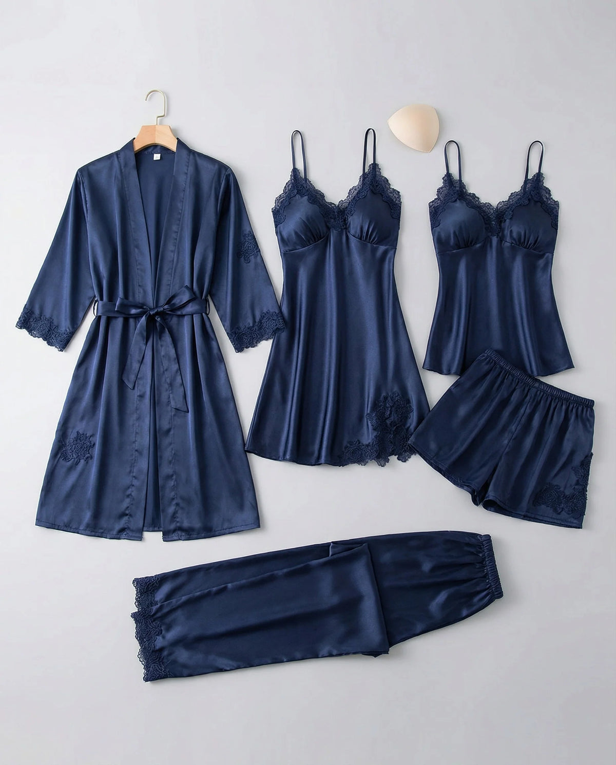 Silk-Blend Lace-Trim Loungewear Set | Women's Evening Lounge Wear 0