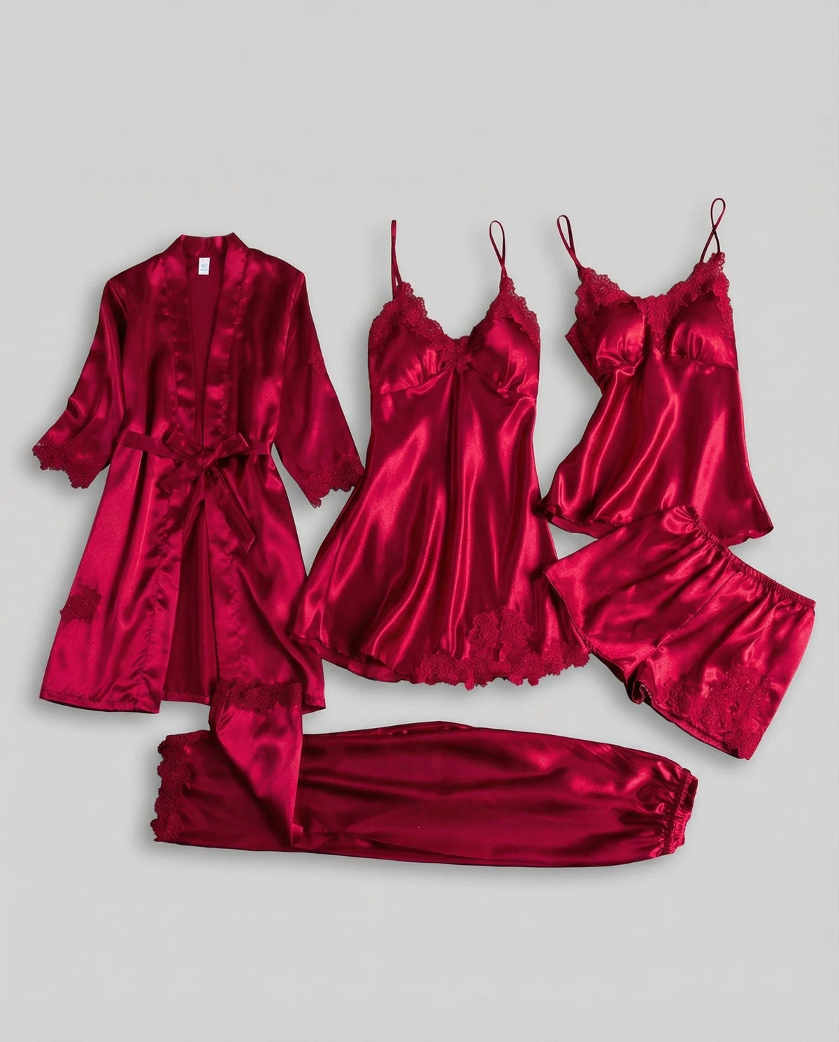 Silk-Blend Lace-Trim Loungewear Set | Women's Evening Lounge Wear 2