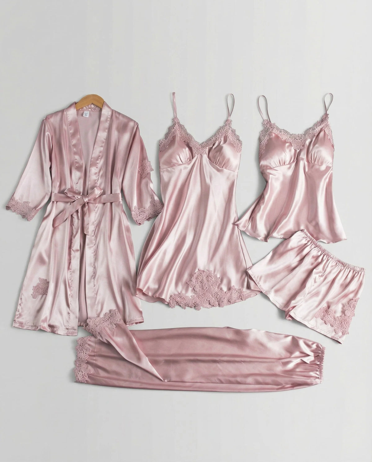 Silk-Blend Lace-Trim Loungewear Set | Women's Evening Lounge Wear 3