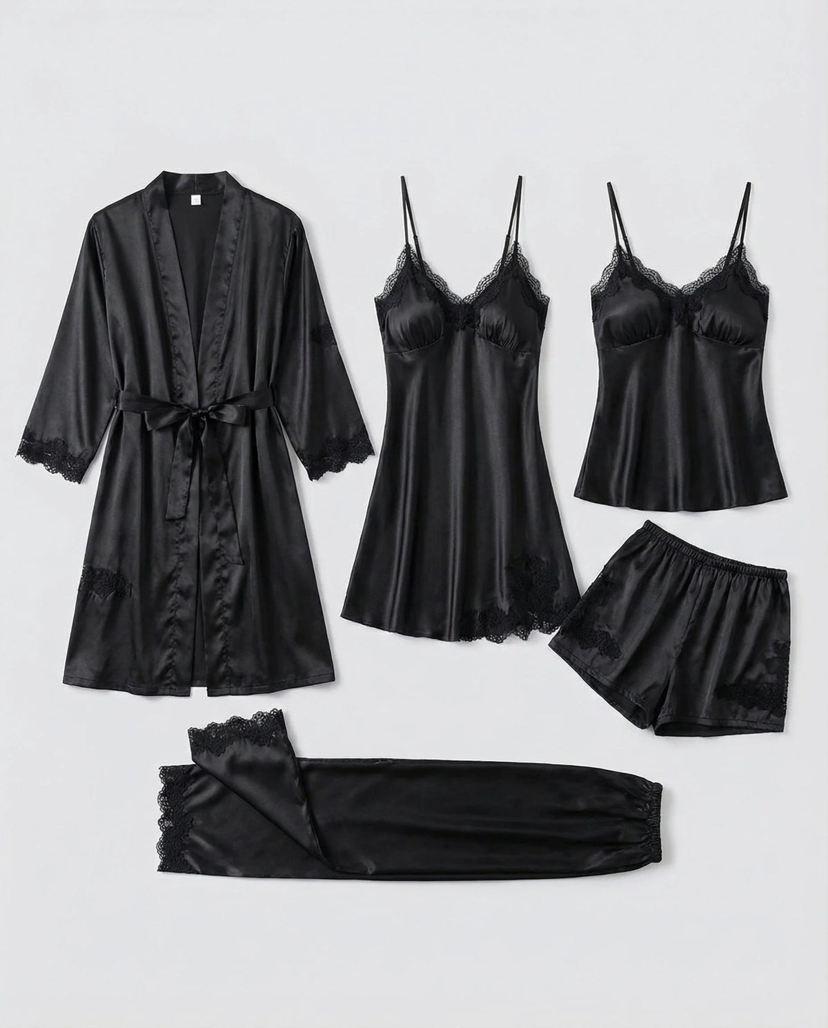 Silk-Blend Lace-Trim Loungewear Set | Women's Evening Lounge Wear 6