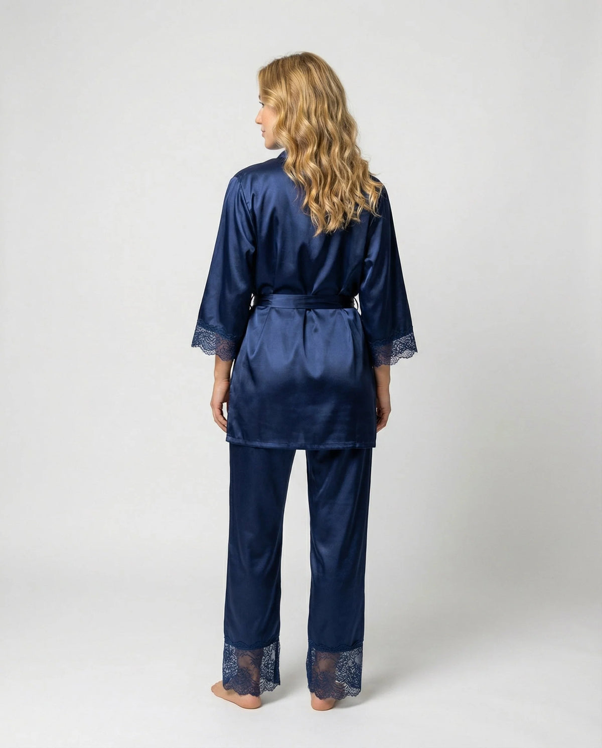 Silk-Blend Lace-Trim Loungewear Set | Women's Evening Lounge Wear 7